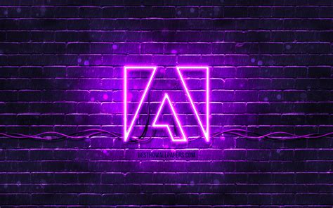 Download Wallpapers Adobe Violet Logo 4k Violet Brickwall Adobe Logo