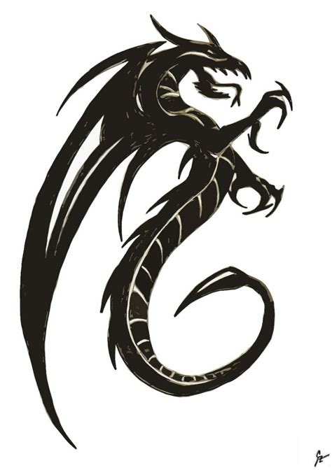 Black And White Dragon Images Clipart Best