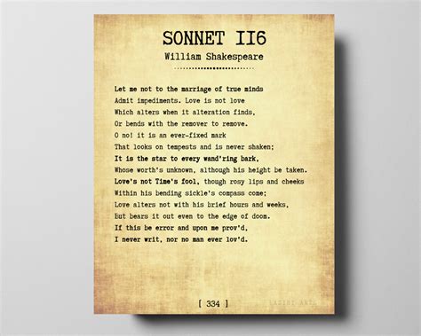 William Shakespeare Love Poem Sonnet 116 Typewriter Font Etsyde