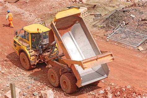 Dump Truck On A Construction Site Editorial Stock Image Image Of Load