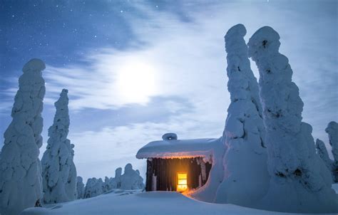 Wallpaper Winter Lights House Finland Lapland Images