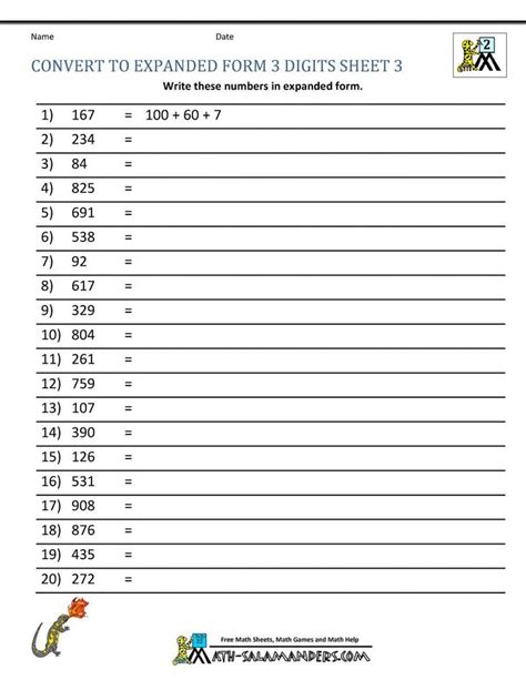 Expanded Form Math Worksheets