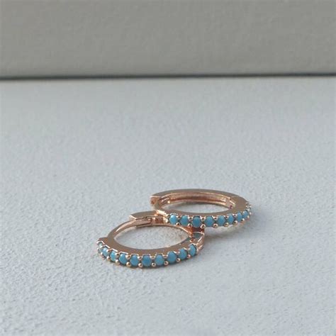 Turquoise Mini Huggie Hoop Earrings Jewellery Evy Designs Uk