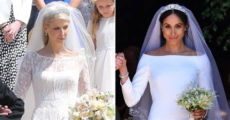 See Lady Gabriellas Wedding Dress Side By Side With Meghan Markles