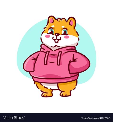Cool Hamster In Pink Hoodie Funny Character Vector Image