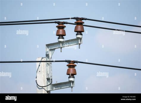 Close Up Of Power Line Insulators Stock Photo Alamy