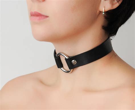 Black Leather O Ring Choker Bdsm Day Collar Can Be A Good Etsy