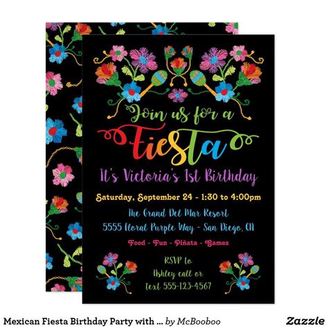 Mexican Fiesta Birthday Party With Embroidery Invitation Housewarming