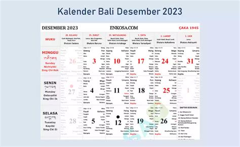 Kalender Bali Desember 2023 Lengkap