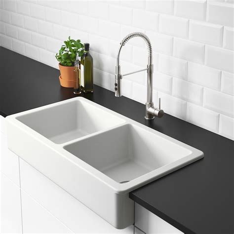 Maybe you would like to learn more about one of these? HAVSEN Apron front double bowl sink - white - IKEA in 2020 ...