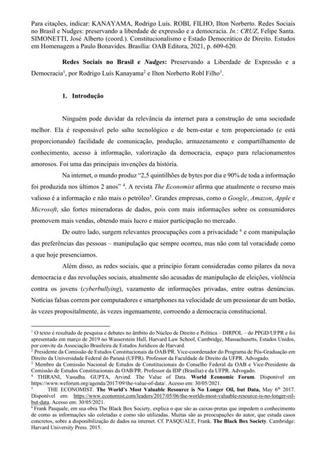 PDF Liberdade de expressão redes sociais democracia e Constituição