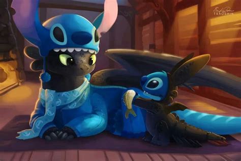 Chimuelo Y Stitch Toothless And Stitch How Train Your Dragon Disney