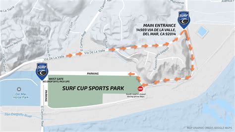 Game Day Map San Diego Surf Soccer Club