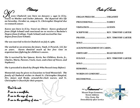 Newspaper obituary example template download elegantmemorials.com | if you're writing an obituary, you can keep it simple and to the point with this particular obituary template. Best Photos Of Sample Obituary Funeral Program Templates ...