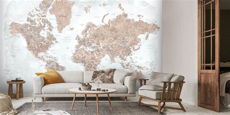 Neutral World Map Wallpaper Wallsauce Us