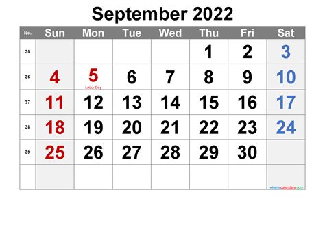 Free September 2022 Calendar Printable
