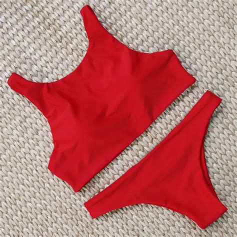 High Neck Solid Bikini Swimsuit 2017 Women Hollow Bikinis Set Brazilian Swimming Bathing Suits