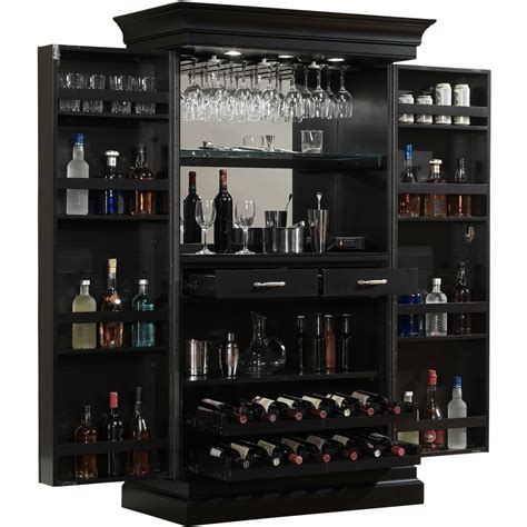 Ashley Heights Black Stain Home Bar Wine Cabinet Ebay