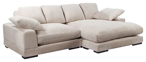 2 Pc Cream Corduroy Large Reversible Modular Sectional Sofa