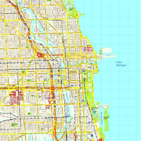 Chicago Map Eps Illustrator Vector City Maps Usa America Eps