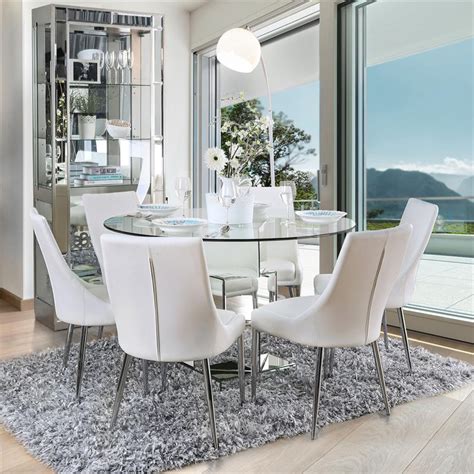 Furniture Of America Dilton Glass Top 5 Piece Dining Table Set In White Cymax Business
