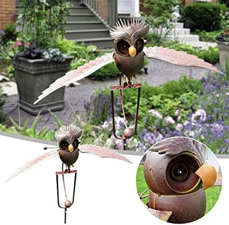Flying Owl Garden Stake Owl Wind Spinners Kinetic Owl Large Rocking