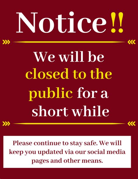 Closure Notice Template Postermywall