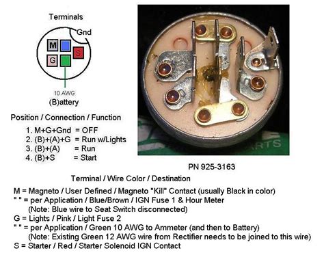 mtd lawn mower switch  terminal wiring diagram