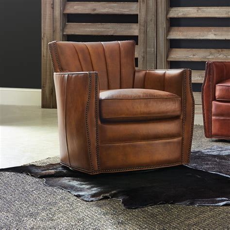 Hooker Furniture Carson 30 W Top Grain Leather Swivel Club Chair