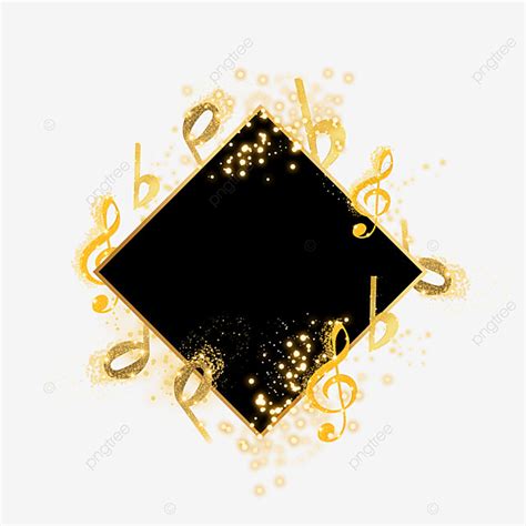 Black Gold Musical Notes Decorative Border Black Gold Gradient Black