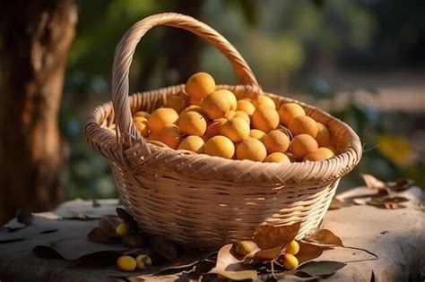 Premium Ai Image Fresh Longan Fruit In A Basket