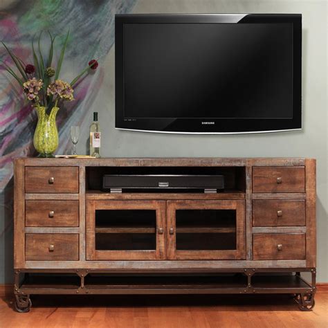 International Furniture Direct Urban Gold 76 Solid Wood Tv Stand