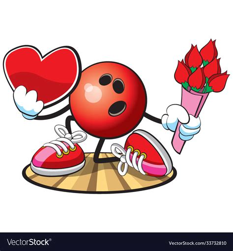Bowling Ball Character Valentines Day Royalty Free Vector