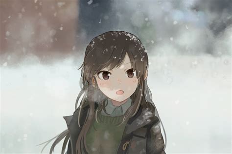 Anime Girls Snow Brunette Original Characters Aikatsu