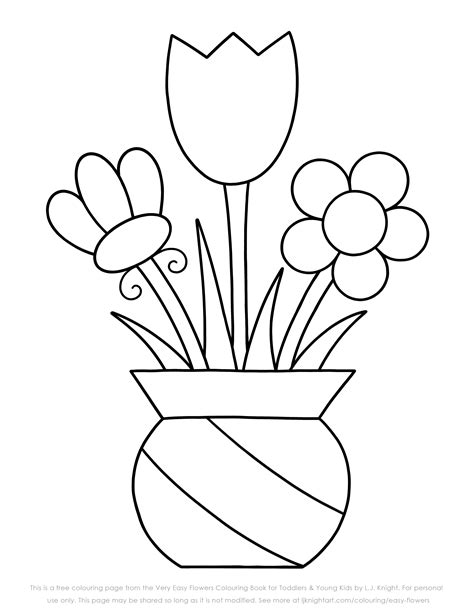 Free Very Easy Flowers Colouring Page In Easy Coloring Pages