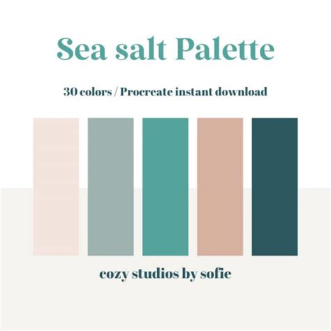 Sea Salt Color Palette Color Palettes Procreate Color Etsy Singapore