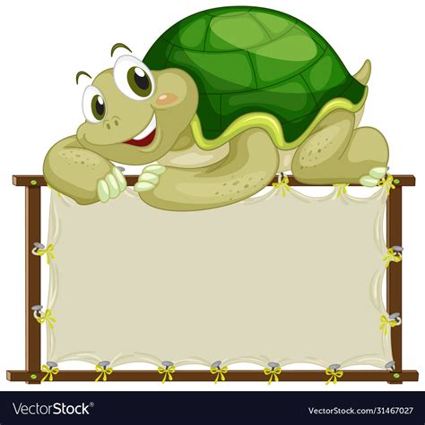 Board Template With Cute Tortoise On White Vector Image