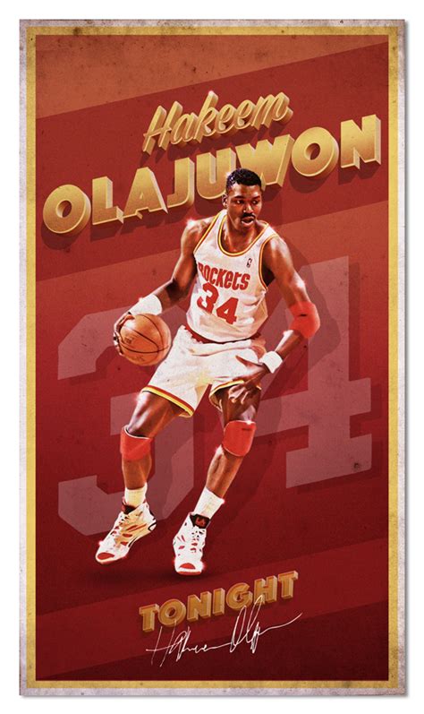 Hakeem Olajuwon Houston Rockets Nba Legends Tribute Posters Mixing