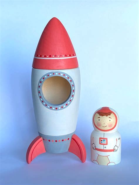 Red Rocket Ship With Red Haired Astronaut From Poppybaby Co Blossom