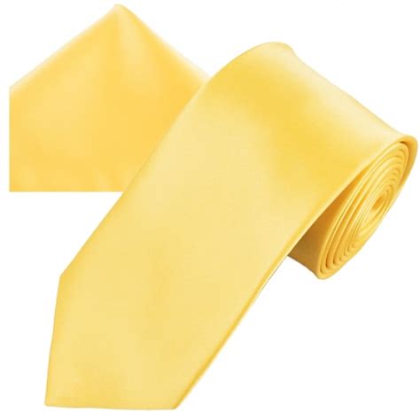 Plain Lemon Yellow Men S Satin Tie Pocket Square Handkerchief Set