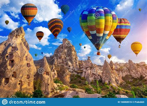 Colorful Hot Air Balloon Flying Over Cappadocia Turkey