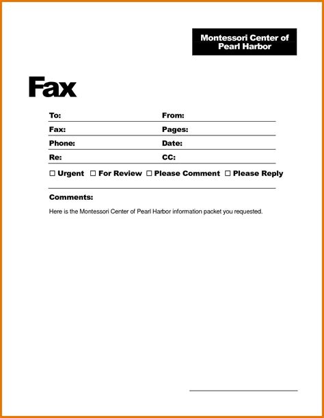 Fax Cover Sheet Template Word Printable