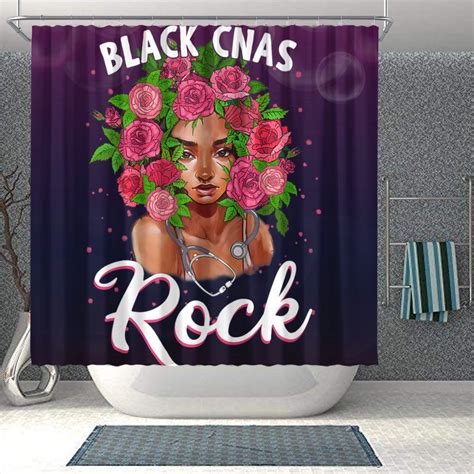 Trendy Black Woman African American Shower Curtain Womens Black Cnas Rock African Melanin Girl