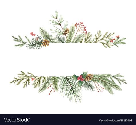 Watercolor Christmas Banner With Fir Royalty Free Vector
