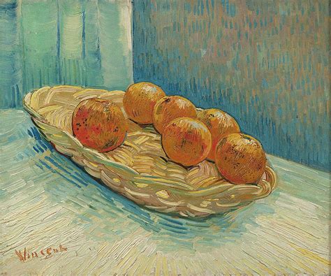 Still Life With Basket And Six Oranges Painting By Vincent Van
