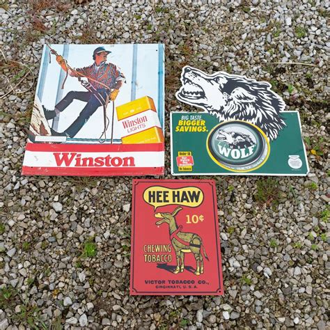 Winston Wolf And Hee Haw Tobacco Advertisement Signs Harritt Group Inc