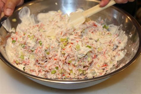 Scoop crab mixture onto white slices of bread and serve. Imitation Crab Salad Recipe