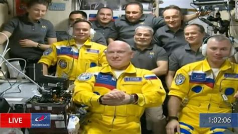 russian cosmonauts spark speculation after arriving at international space station in ukraine s