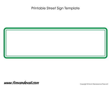 Printable Street Sign Template