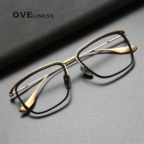 oveliness men s full rim square titanium acetate eyeglasses dtx106 stylish glasses for men